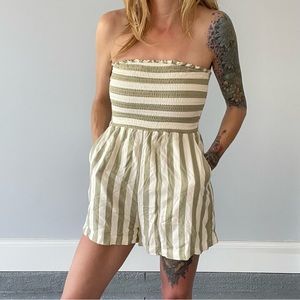 American Eagle Outfitters Smocked Striped Romper